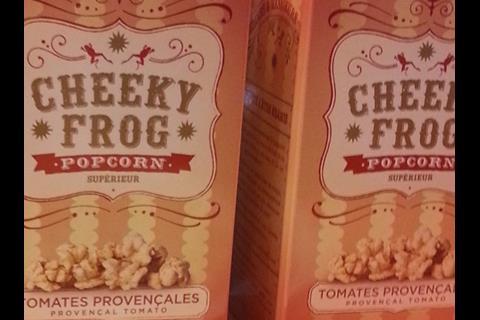 Anglo-French popcorn brand Cheeky Frog launched at Sial in three flavours: Provencal Tomato, Lime & Coconut and Chocolate Orange